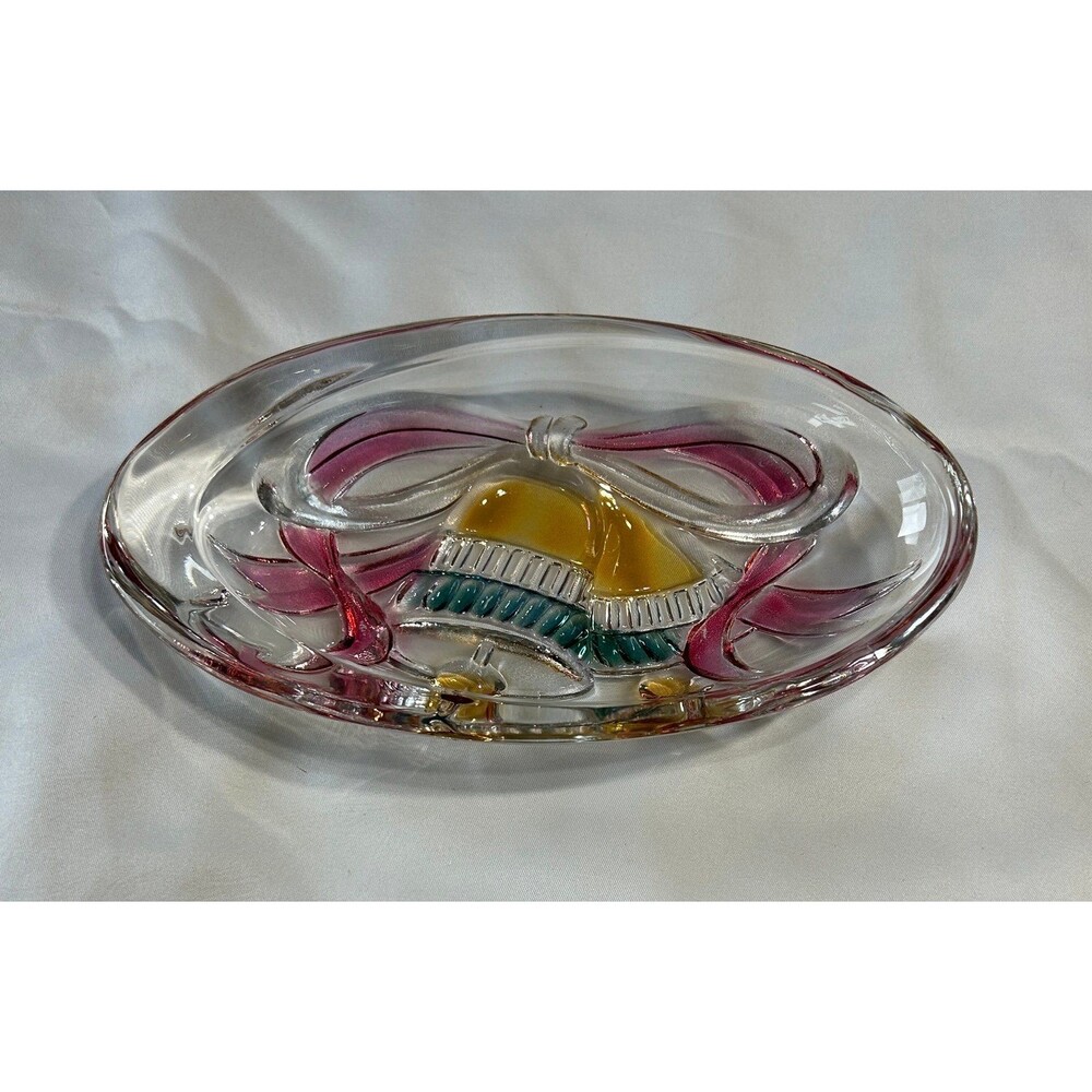 Elegant Christmas Crystal Holiday Bells Oval Candy/Nut Dish
